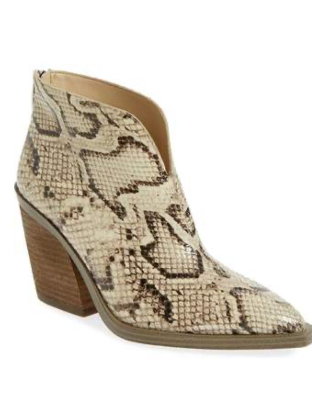 Vince camuto Ginsel snake print ankle boots animal print western leather cream